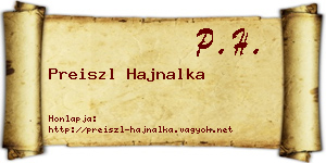 Preiszl Hajnalka névjegykártya